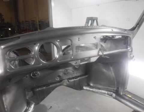 Bare metal classic car dashboard shell