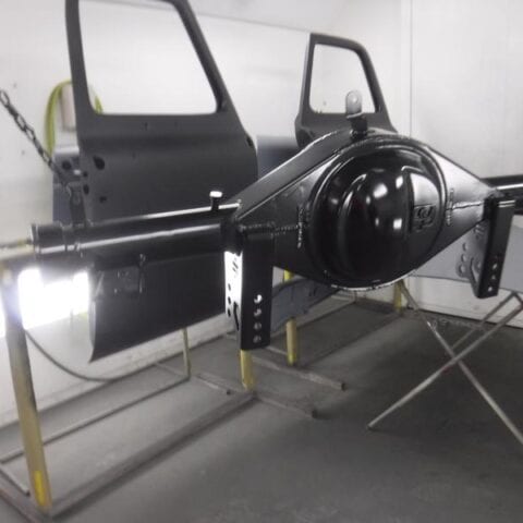 Paint booth: painted rear axle and car doors